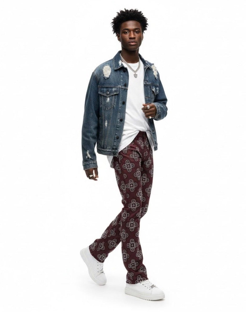 VICIOUS Embellished Rhinestone Skinny Boot Cut Denim