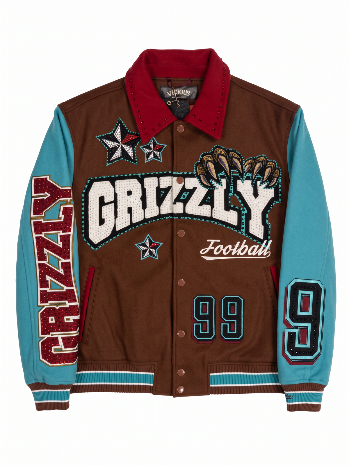 VICIOUS Varsity Wool Body + PU Sleeve Jacket