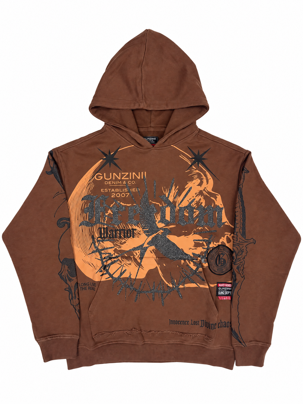 Gunzinii Full Zip French Terry Hoodie - Brown