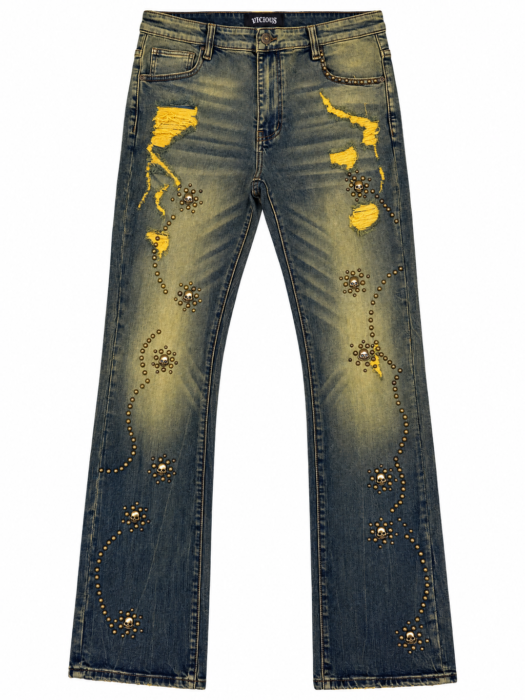 VICIOUS Studded Skinny Boot Cut Denim
