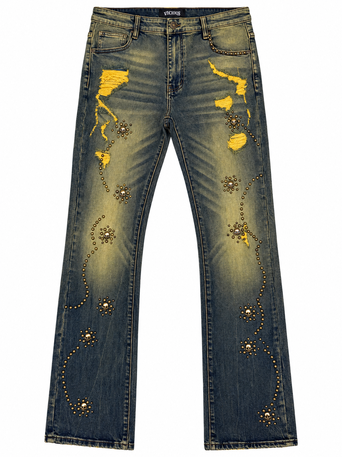 VICIOUS Studded Skinny Boot Cut Denim