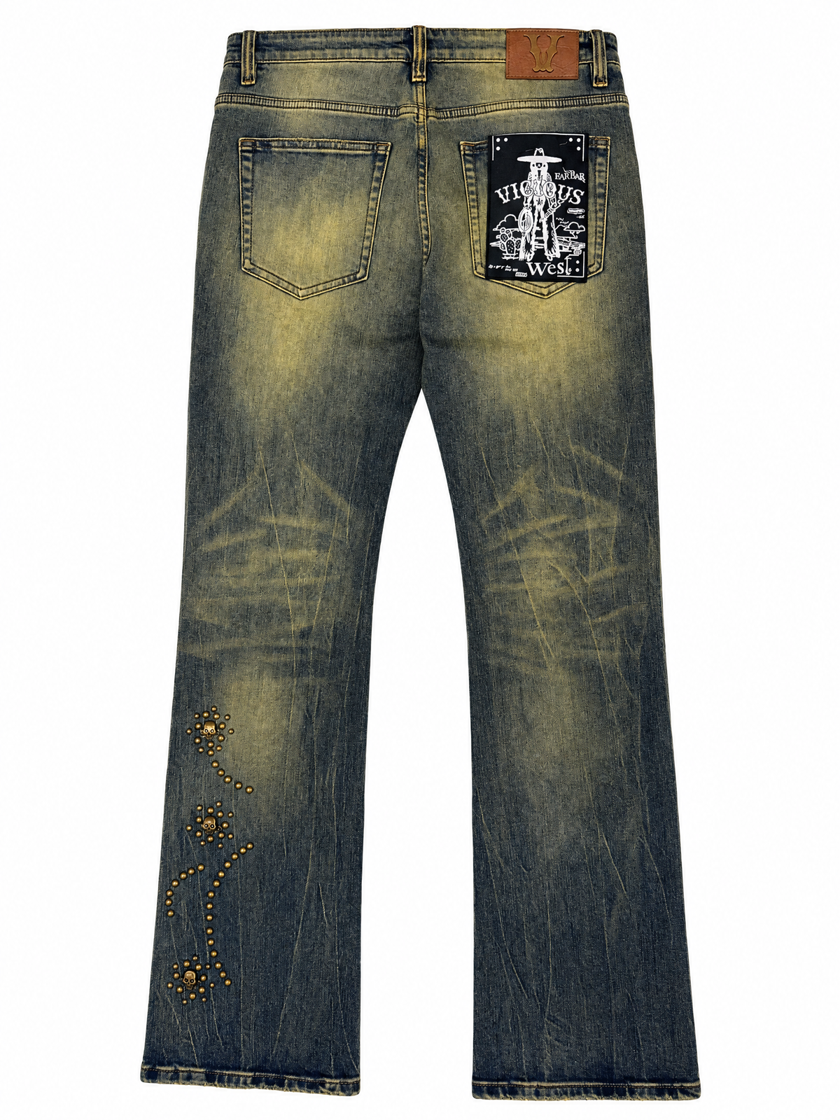 VICIOUS Studded Skinny Boot Cut Denim