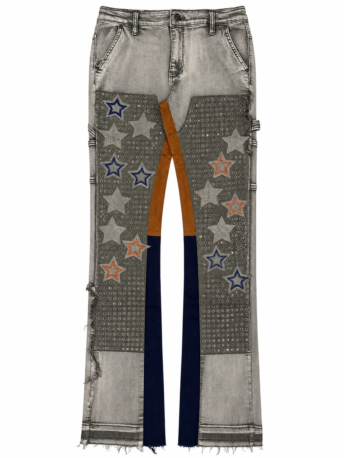 VICIOUS Carpenter Flare Denim with Star & Rhinestone Details