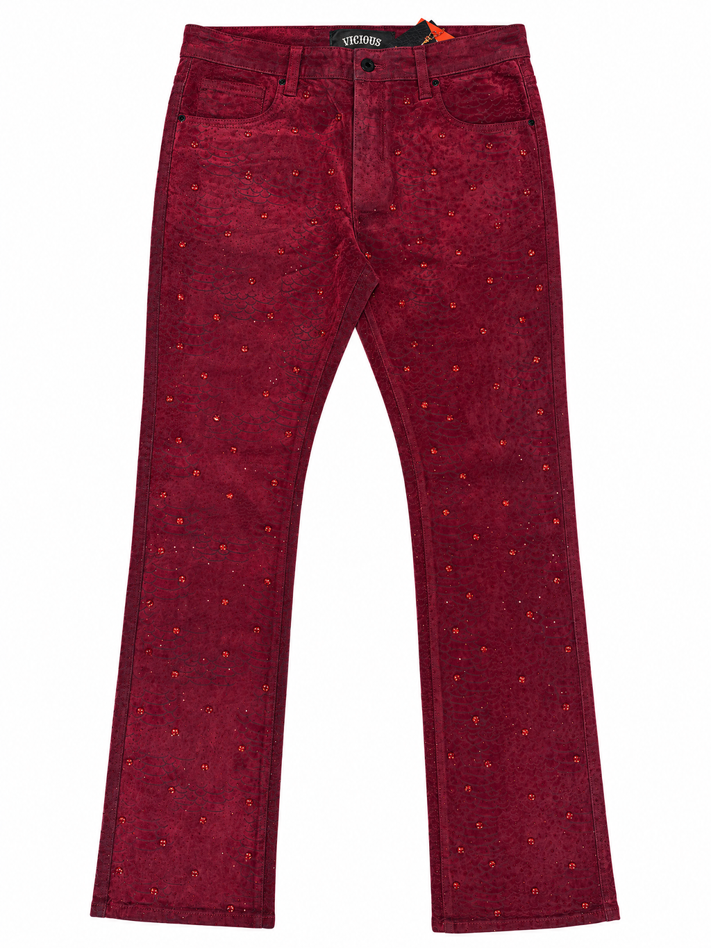 VICIOUS Embellished Rhinestone Snakeskin Denim