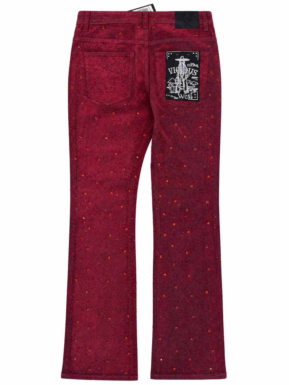 VICIOUS Embellished Rhinestone Snakeskin Denim